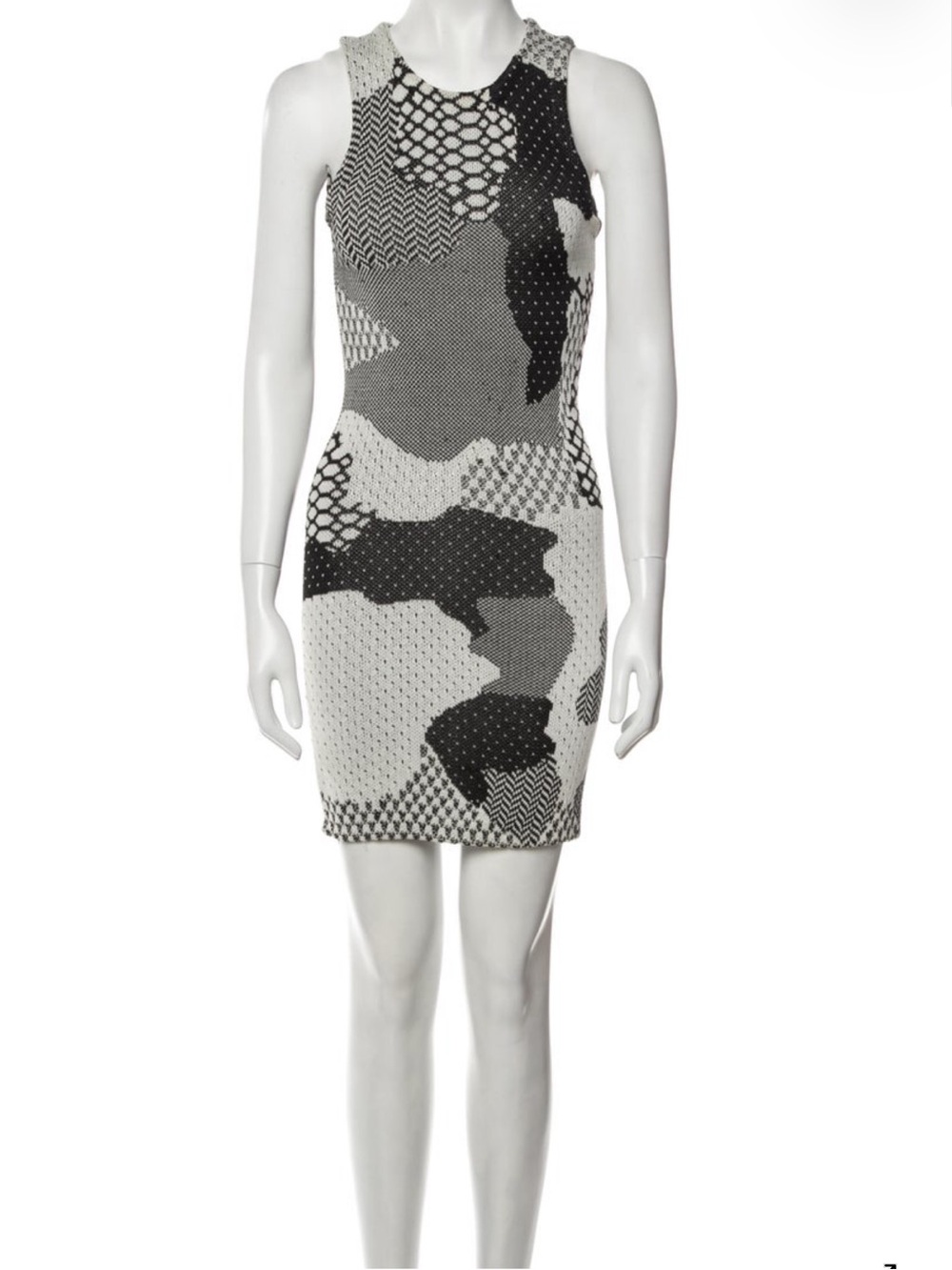 Opening Ceremony Monochrome Patterned Knit Sheath Dress
